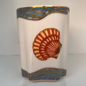 Lynn Chase Designs St. Tropez  Bathroom Tumbler Cup Sea Shell Nautical RARE.